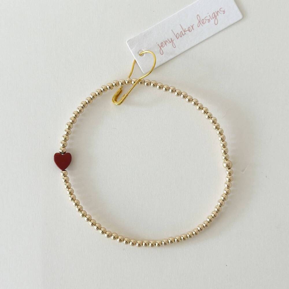 NEW JENY BAKER DESIGNS women's pippa solo heart bracelet in burnt orange
